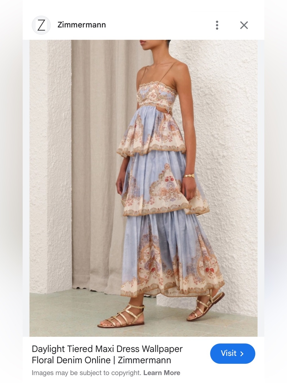 Zimmermann Blue Floral Tiered Maxi Dress